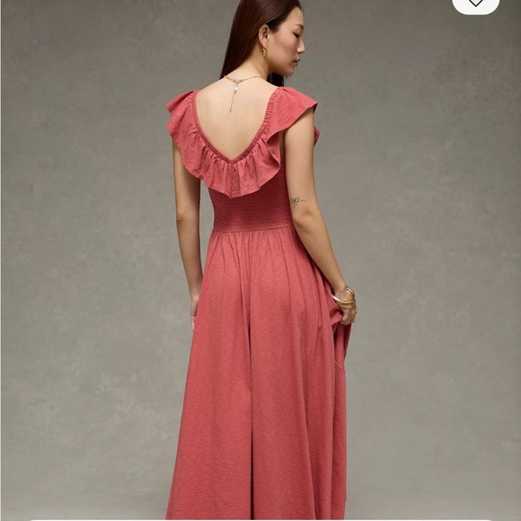 American Eagle Sunchaser Knit Drop Waist Midi Dress Small Pink Red - Picture 2 of 6